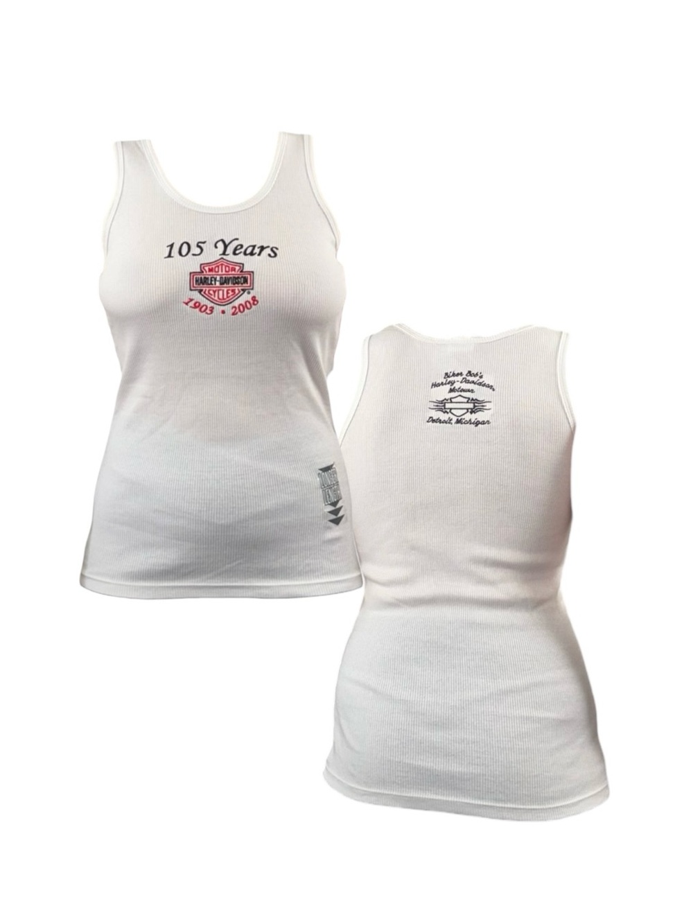 Harley-Davidson White Women’s Tank Top with 105 Years Graphic